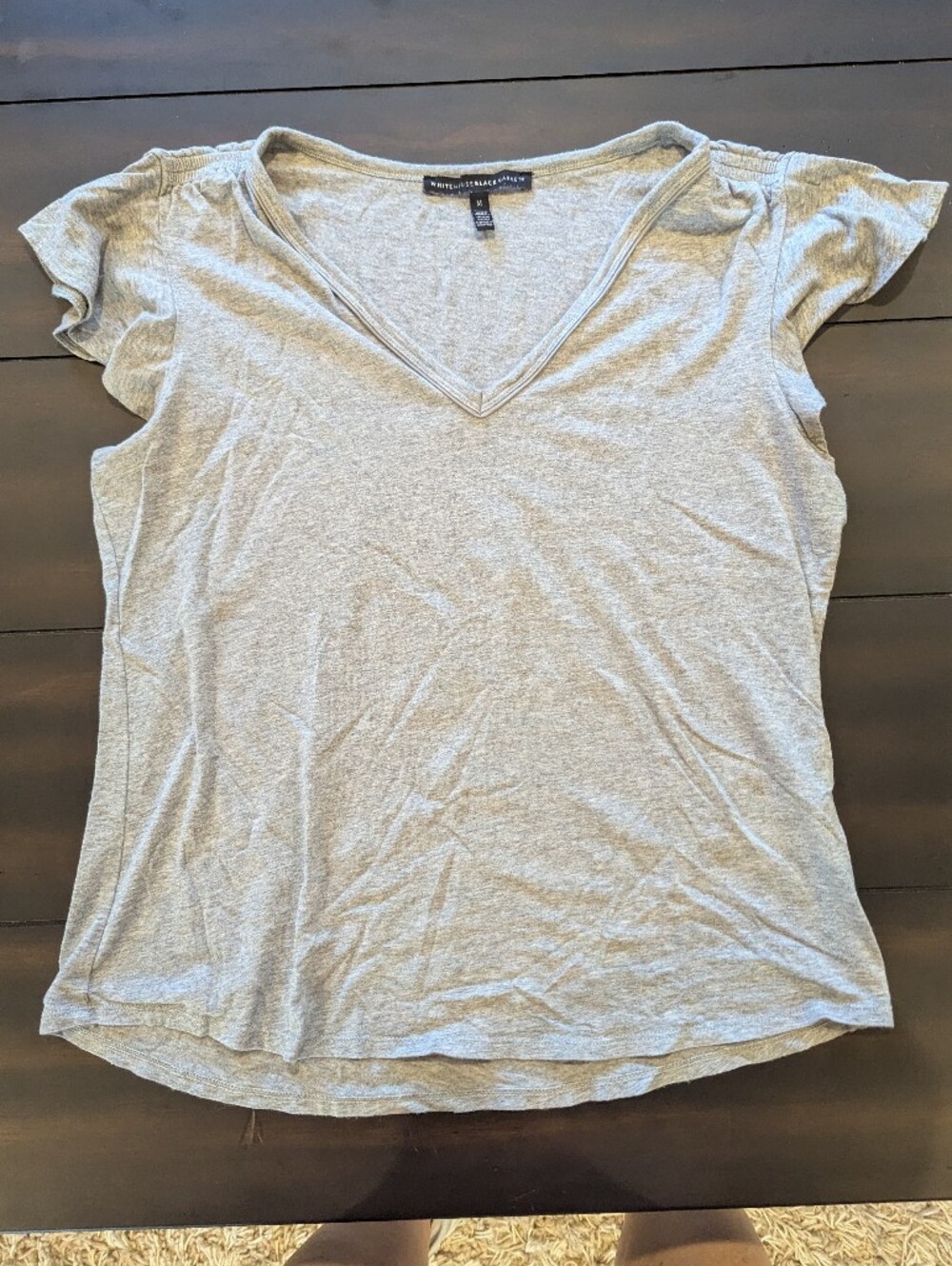 White House Black Market Heather Gray V-Neck Short Sleeve Tee